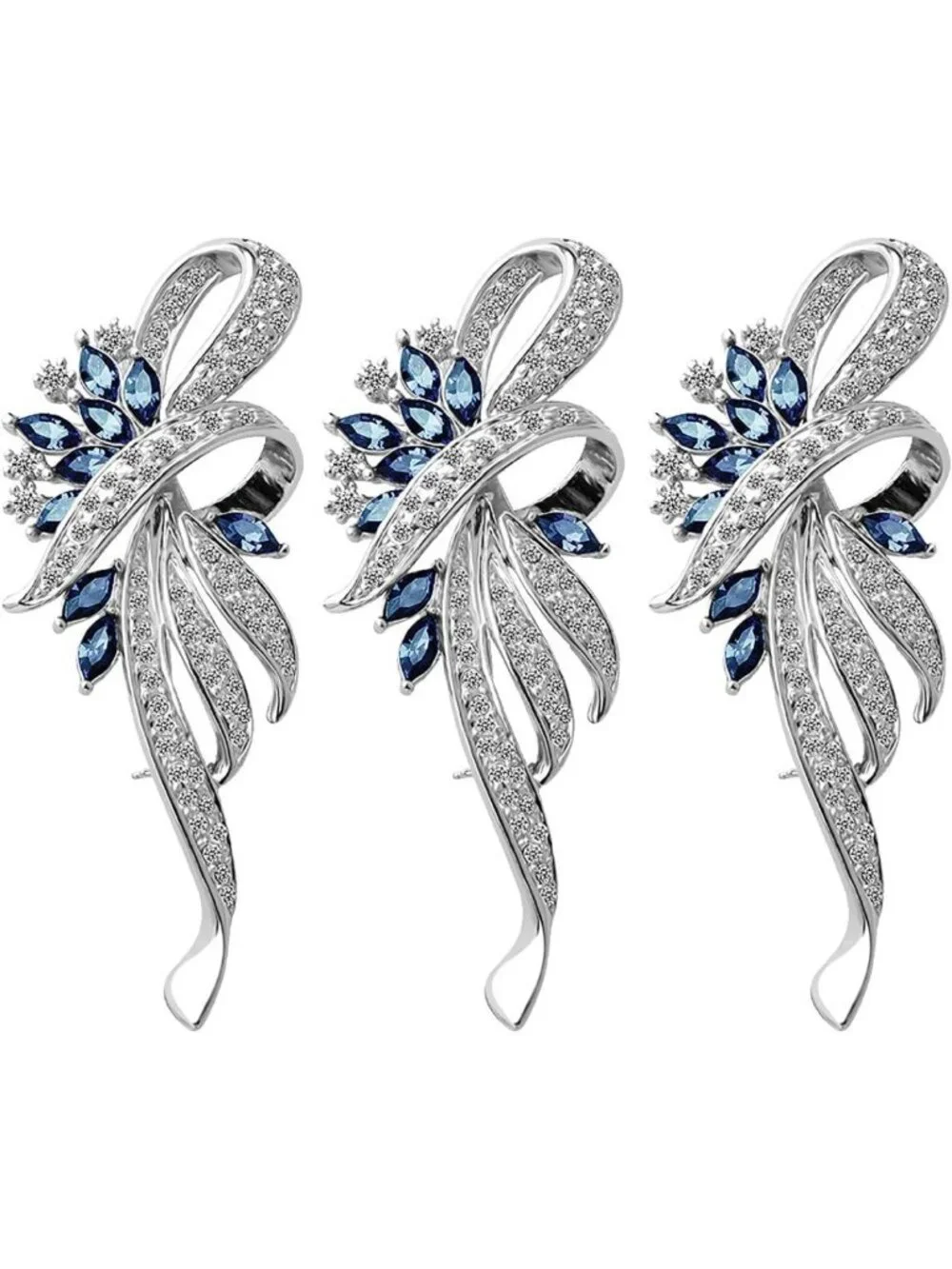 Vintage Floral Crystal Brooch Pin for Women | Blue/Purple Gemstone Jewelry
